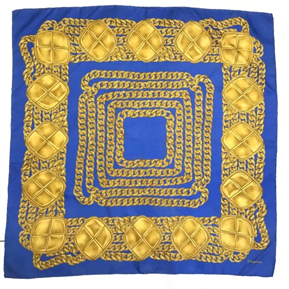 CHANEL SILK STATEMENT SCARF W34.3"xH34.3" - Picture 1 of 7